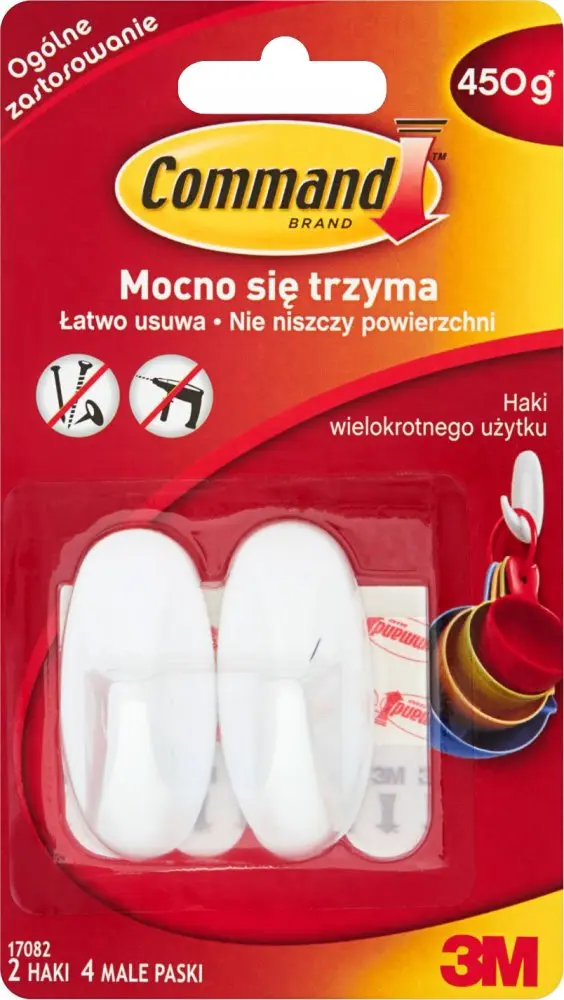 3M Command 17082 designový oválný plastový háček malý 2ks, lepicí pásky 4ks