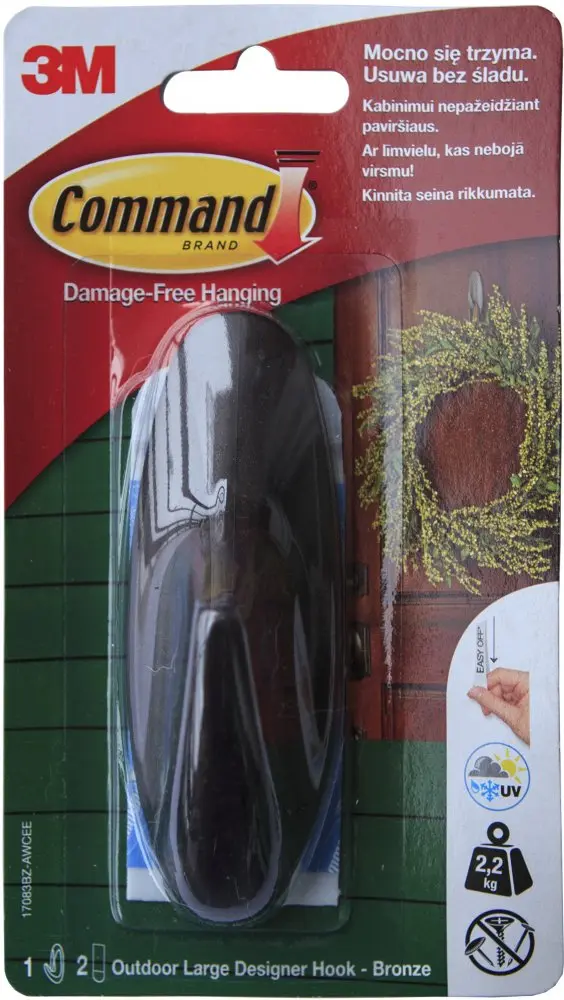 3M Command 17083BZ designový oválný háček hnědý, lepicí pásky 2ks