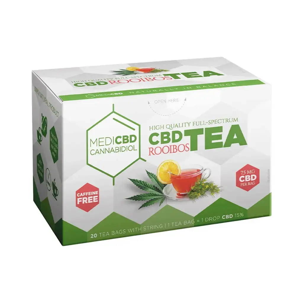 MediCBD Rooibos čaj, CBD 7,5 mg, krabička 20 sáčků