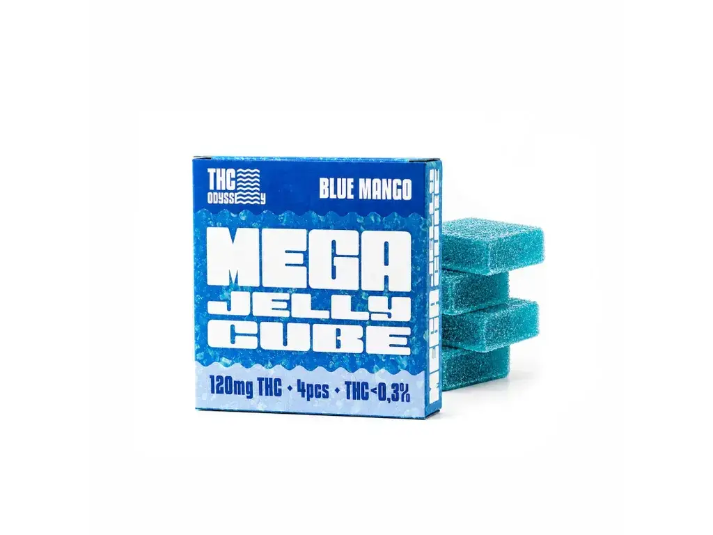 Czech CBD THC Odyssey Mega želé kostky Modré mango
