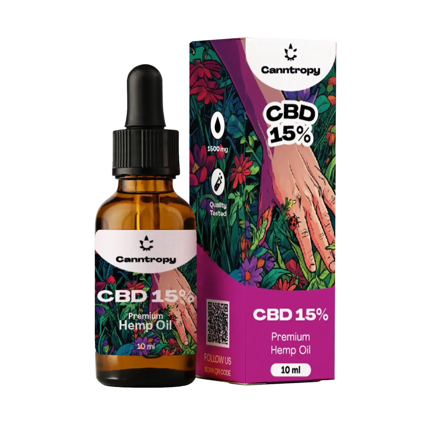 Canntropy CBD Hemp Oil, 15%, 1500mg, 10ml