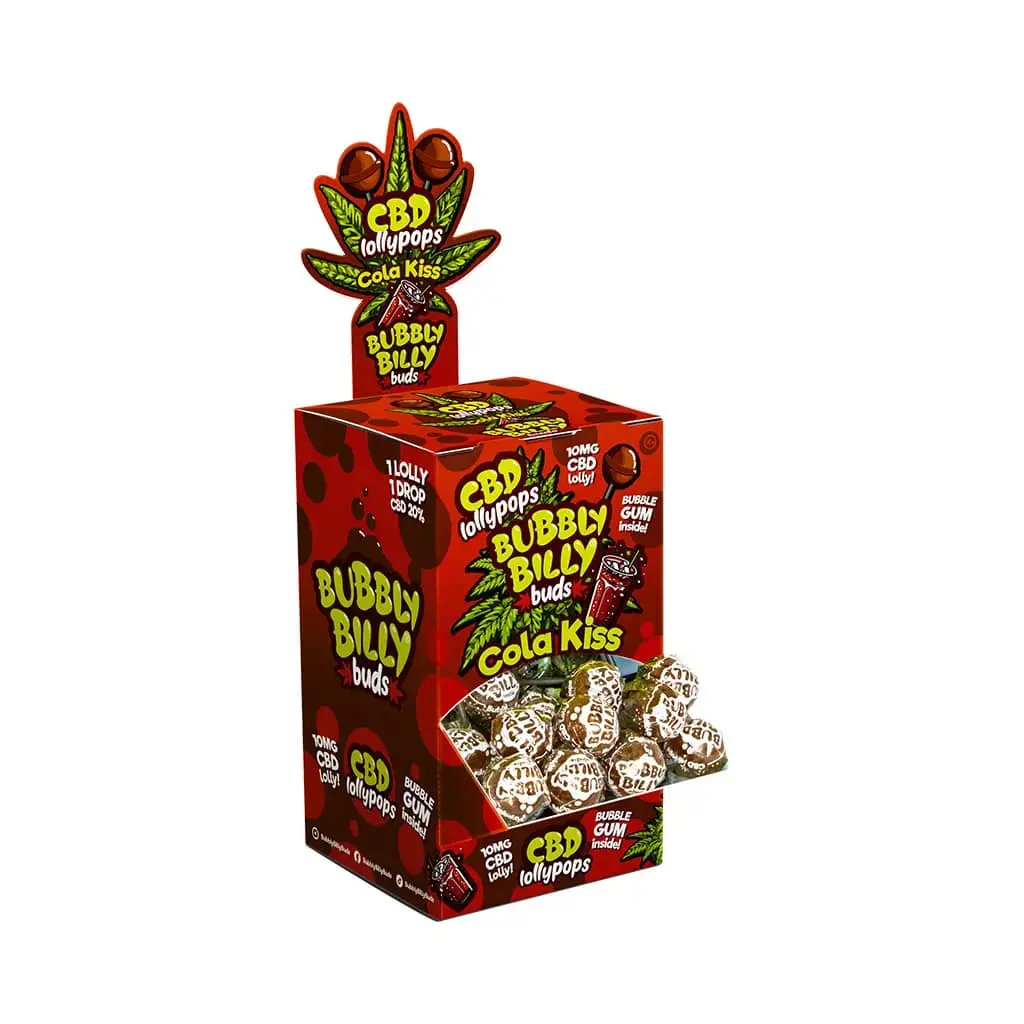 Bubbly Billy Buds 10 mg CBD Lízátka Polibek Koly - Display Box (100 Lízátek), 2000 g