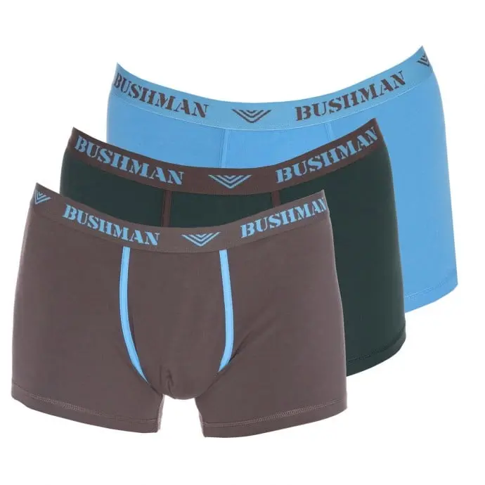 Bushman Pánské trenýrky Edward 3Pack tmavě hnědé/tmavě šedé/světle tmodré S