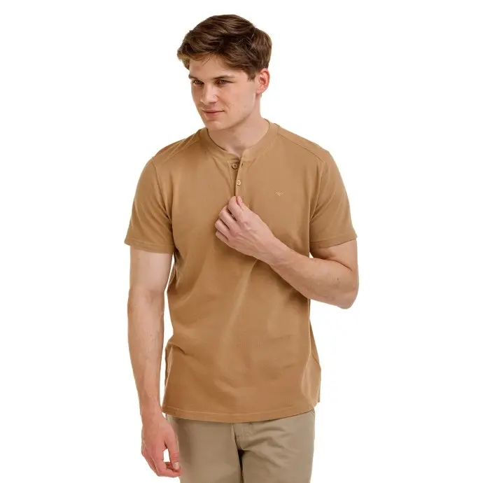 Bushman Pánské bavlněné henley tričko Gutu II, camel