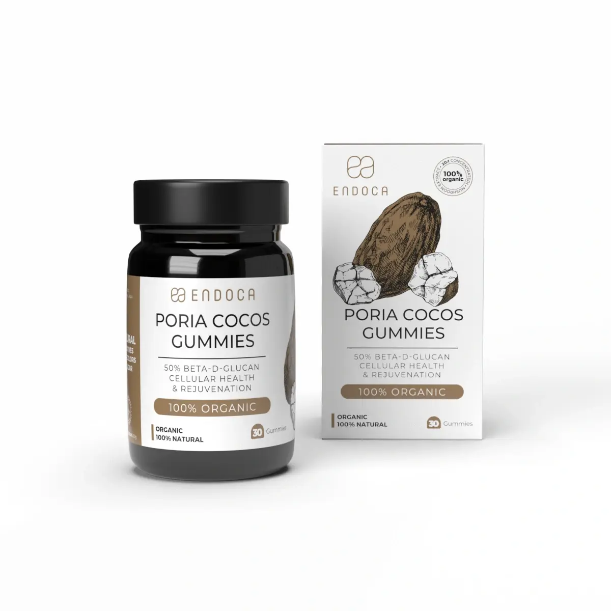 Endoca Poria gummies s houbami, 10 mg CBD, 30 ks, 60 g