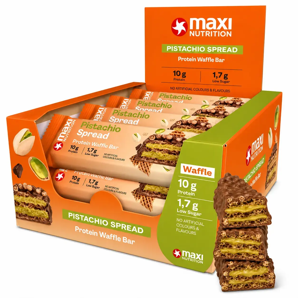 Maxi Nutrition Proteinová oplatková tyčinka 12 x 39g Pistacio , Display 12