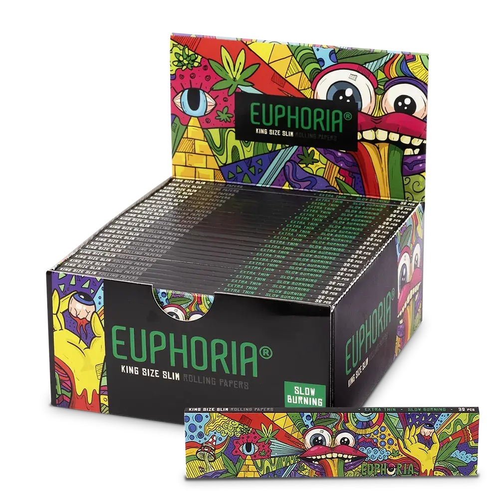 Euphoria balící papírky Kingsize Slim Vibrant, 32 papírků