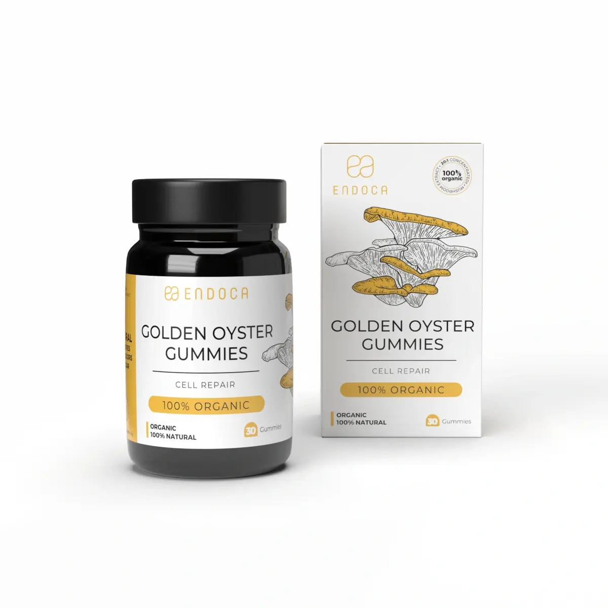Endoca Golden Oyster gummies s houbami, 50 mg CBD, 30 ks, 60 g
