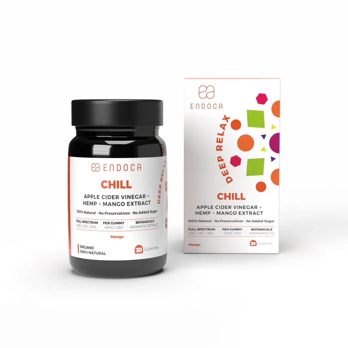 Endoca CBD Gummies Chill, 40 mg CBD, Mango příchuť, 30 ks, 60 g