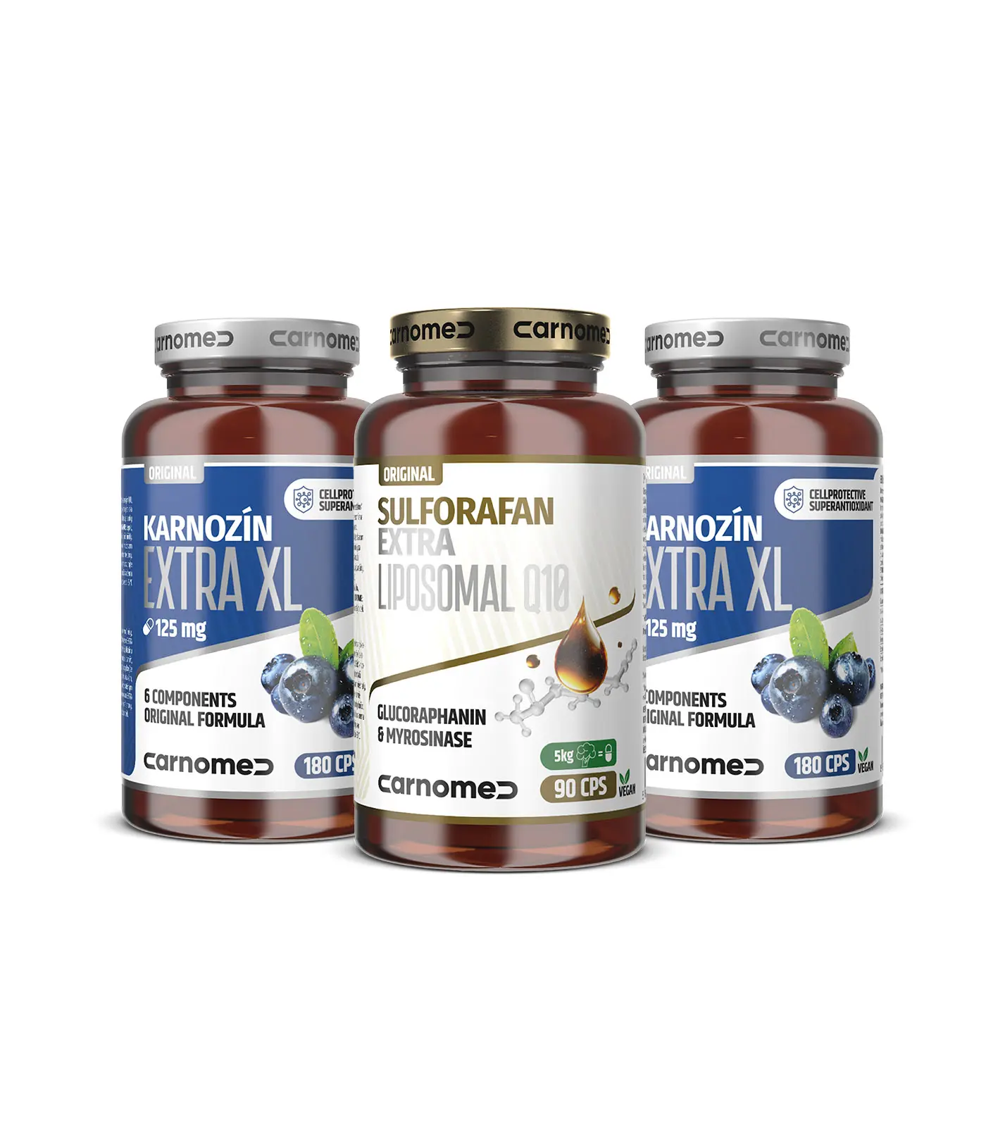 2x Karnozin EXTRA XL 125 mg 180 cps + Sulforafan EXTRA Liposomal Q10 90 cps