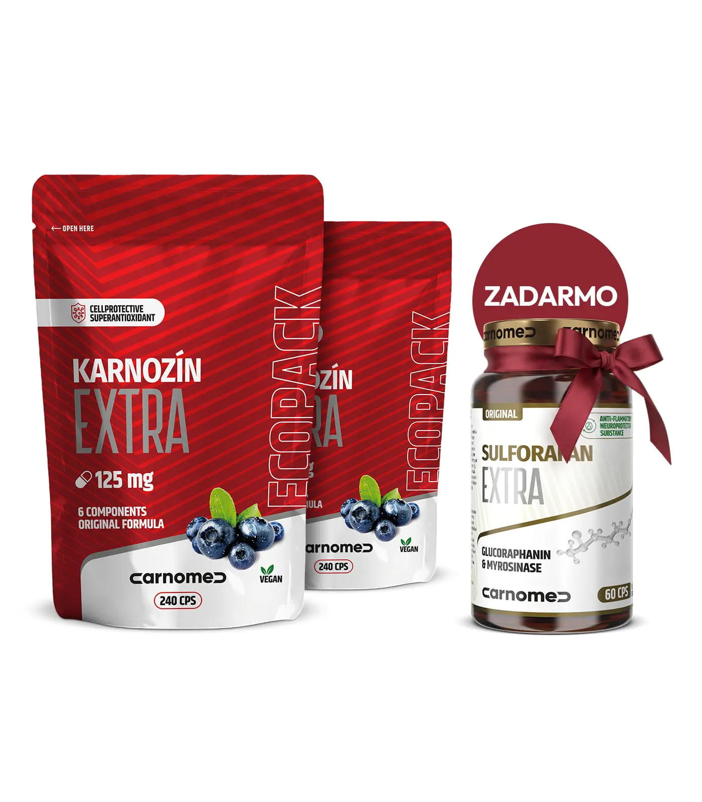 2x Karnozín EXTRA ECOPACK 125mg 240 cps + Sulforafan EXTRA 60 cps ZDARMA