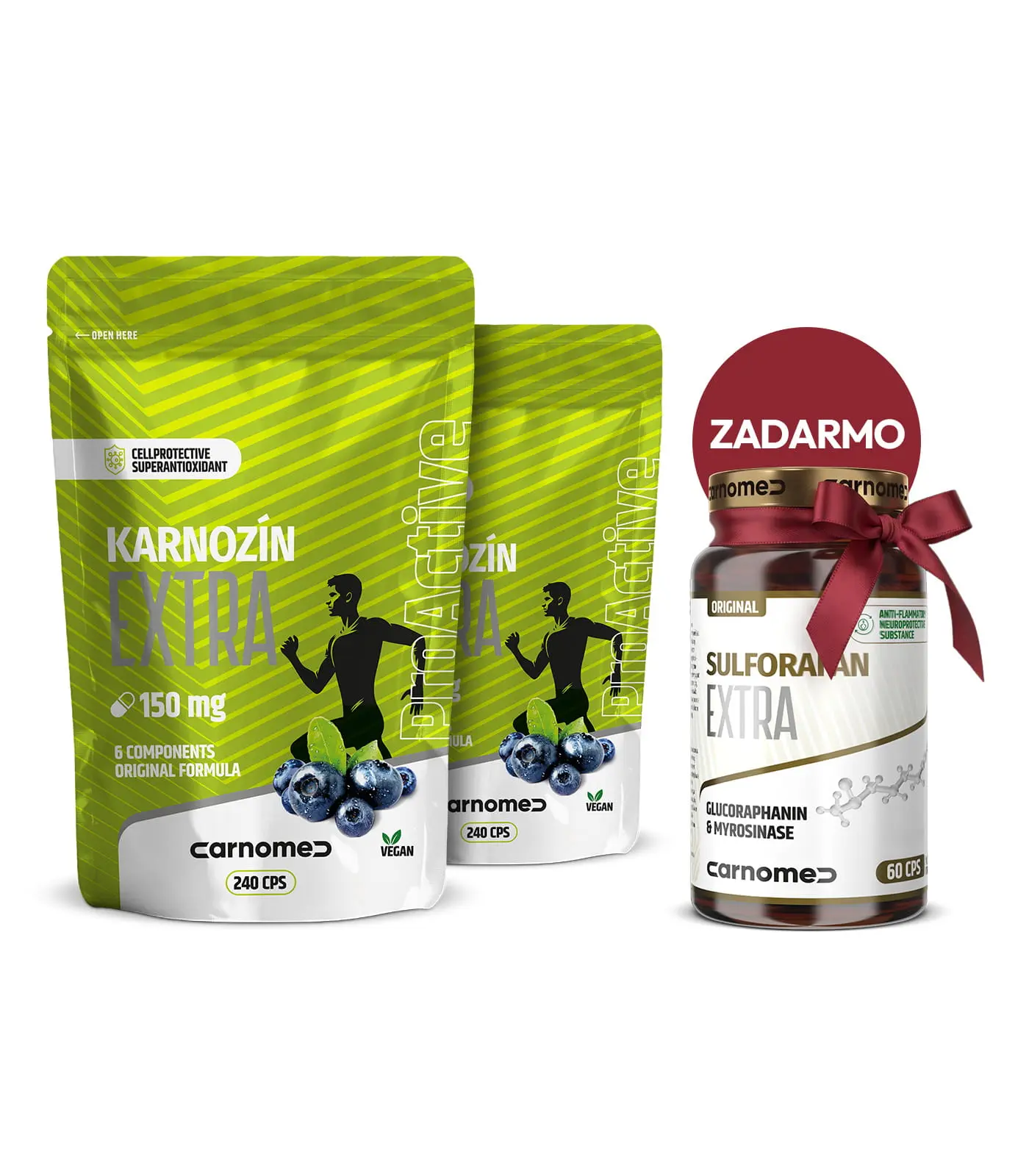 2x Karnozín EXTRA ECOPACK 150mg 240 cps + Sulforafan EXTRA 60 cps ZDARMA