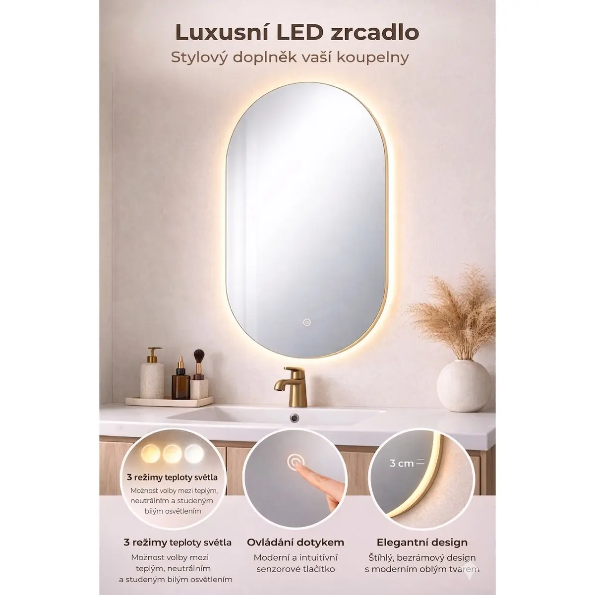 Nástěnné zrcadlo s osvětlením 50x80 cm Eclipse – Bonami Essentials