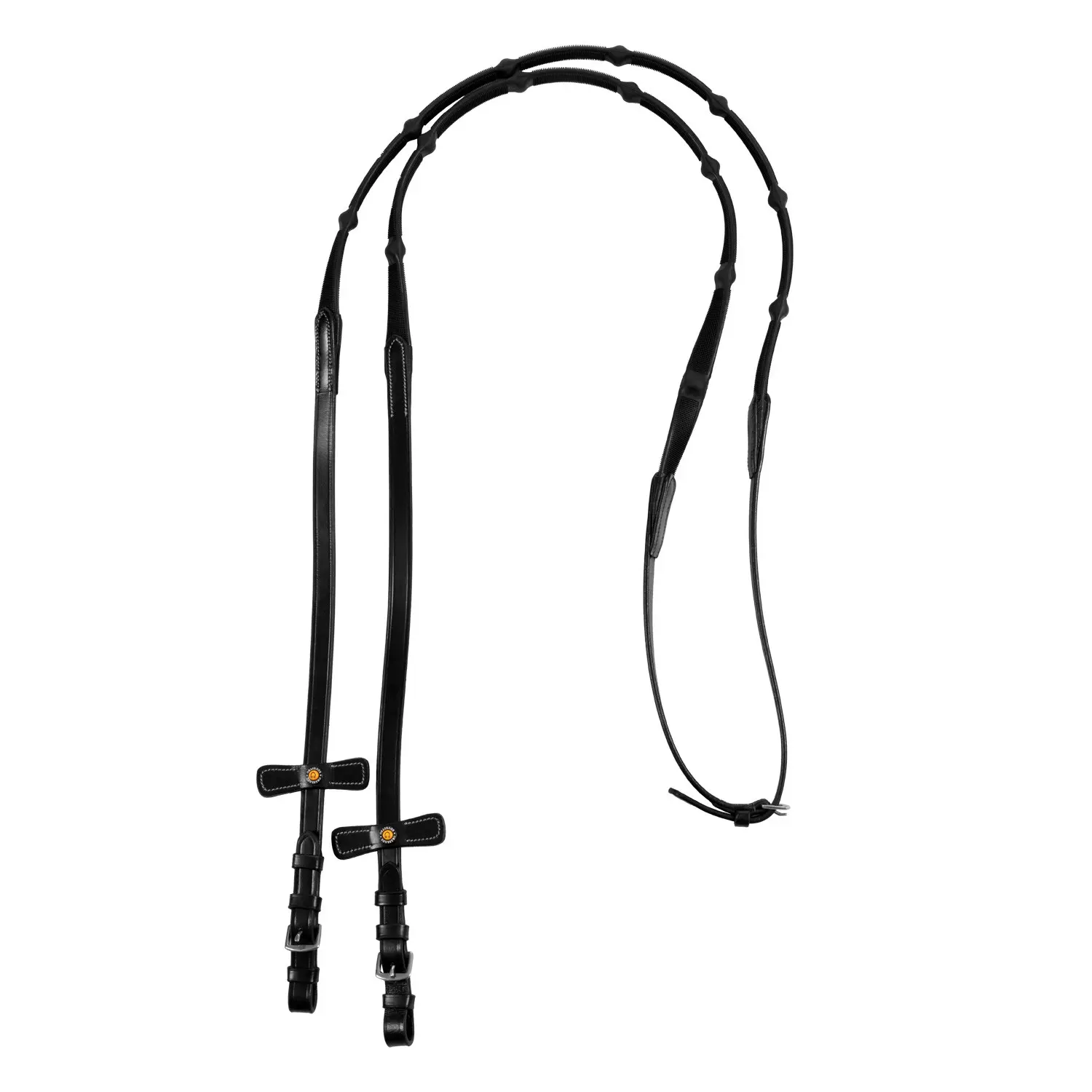 Kožené pogumované otěže Equestro Solid Grip se zarážkami