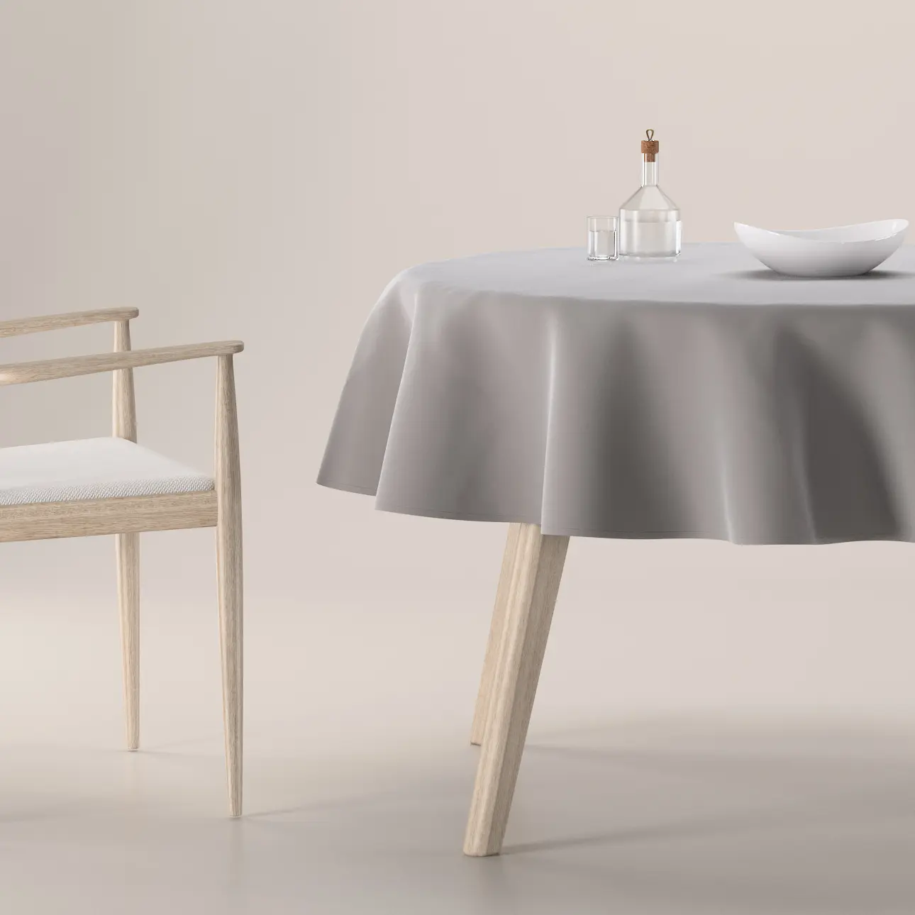 Dekoria Ubrus kulatý, greige, Velvet, 704-11