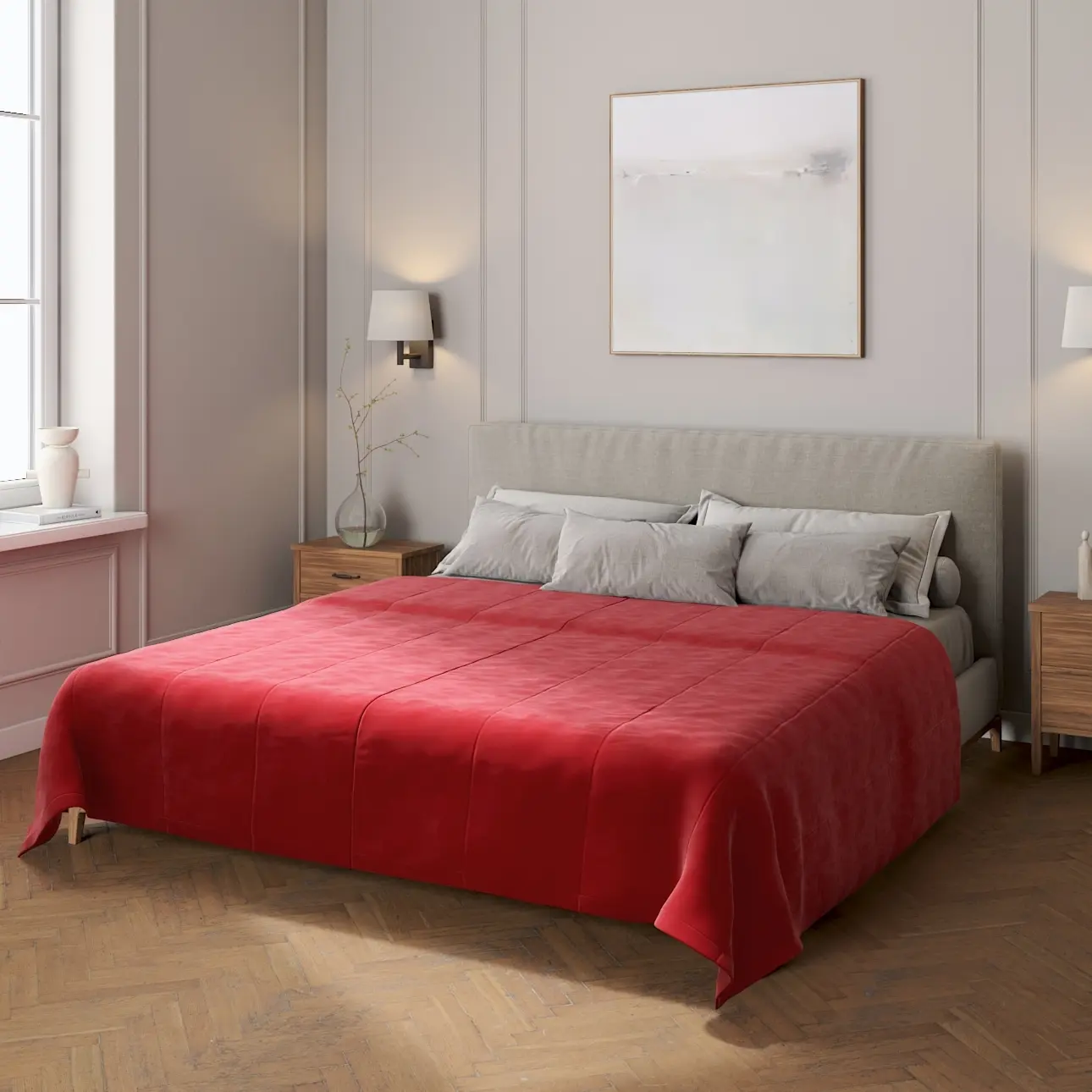 Dekoria Sametový přehoz Velvet, sytá červená, Velvet, 704-15