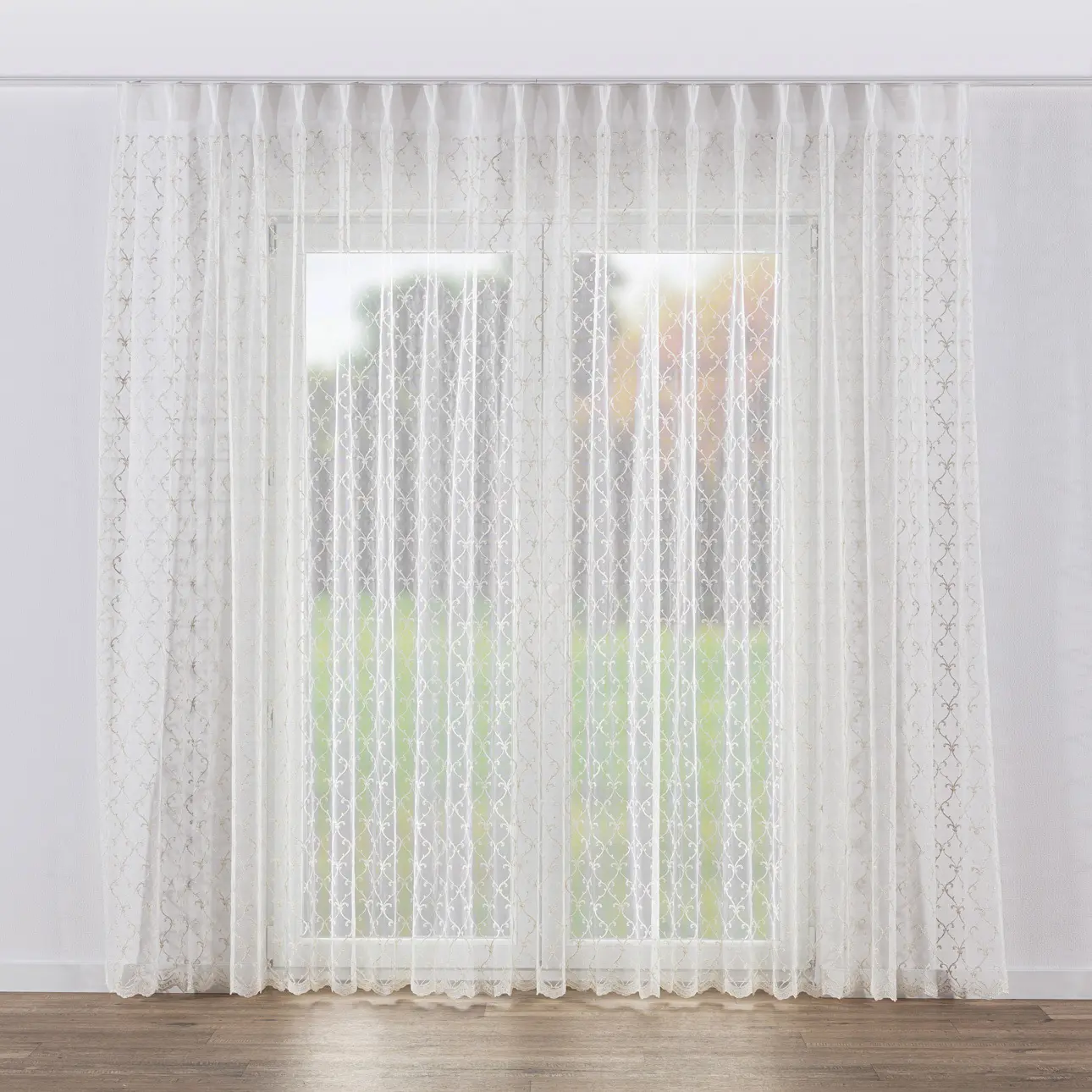 Dekoria Záclona na dvojitých hačcích flex, ecru, Voile - Voál, 185-10