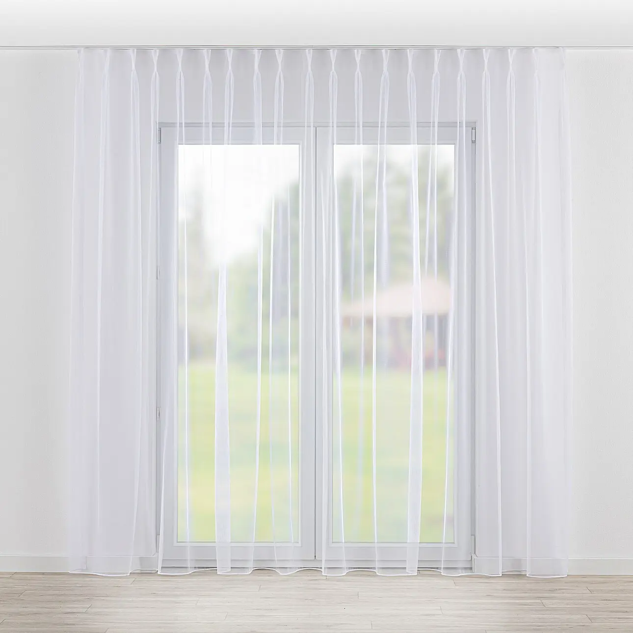 Dekoria Záclona na dvojitých hačcích flex, bílá, Voile - Voál, 179-26