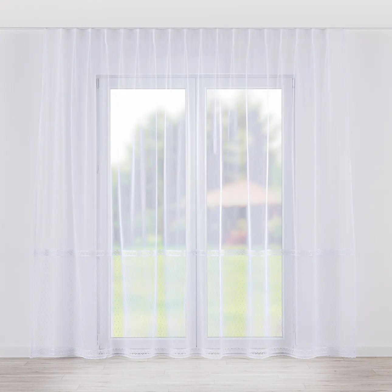 Dekoria Záclona na jednotlivých hačcích flex, bílá se vzorem, Voile - Voál, 186-44