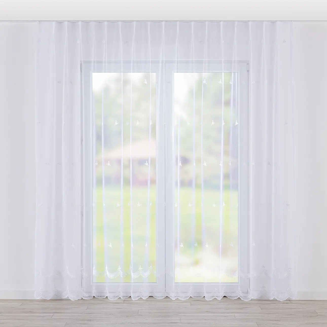 Dekoria Záclona na jednotlivých hačcích flex, bílá se vzorem, Voile - Voál, 186-51