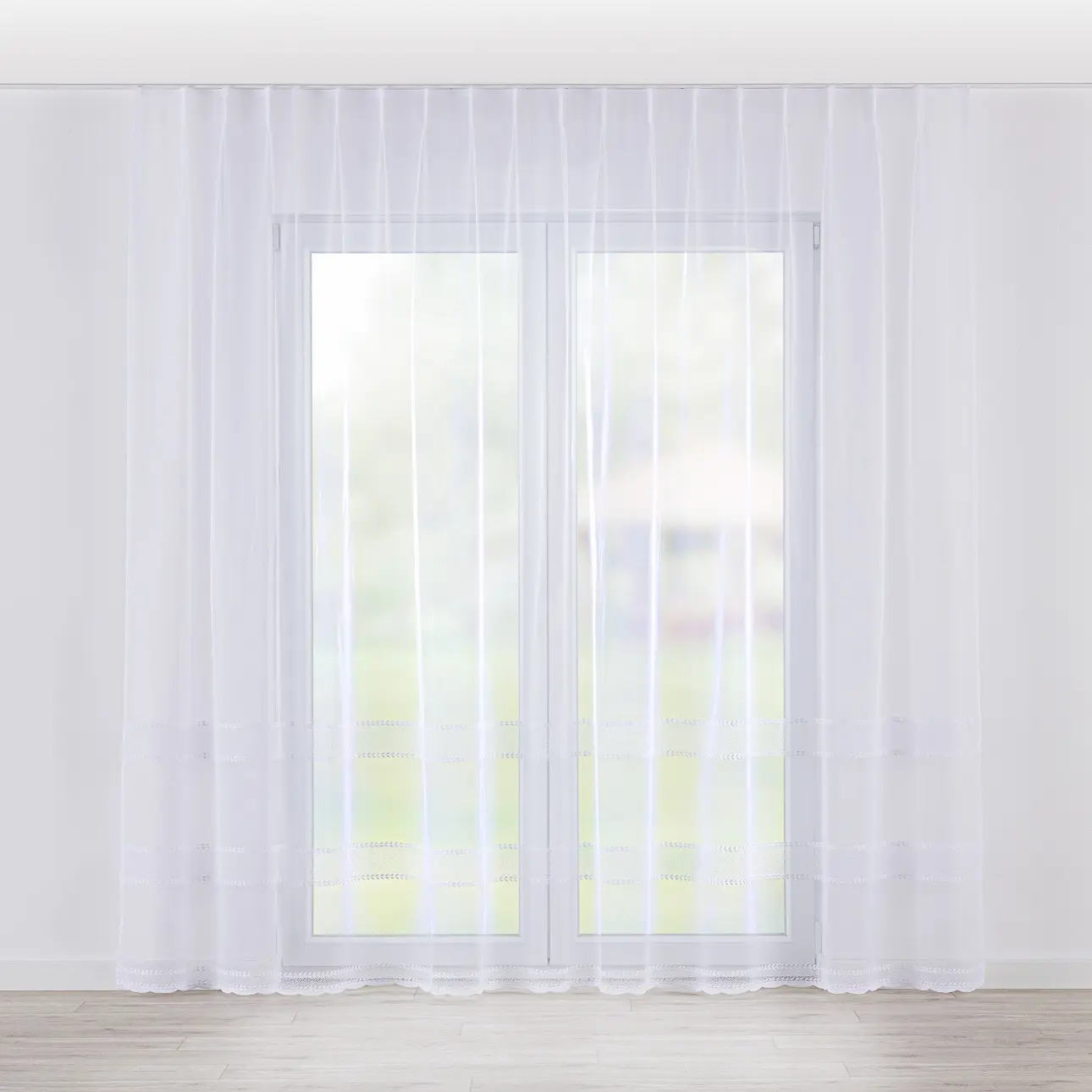 Dekoria Záclona na jednotlivých hačcích flex, bílá se vzorem, Voile - Voál, 186-57