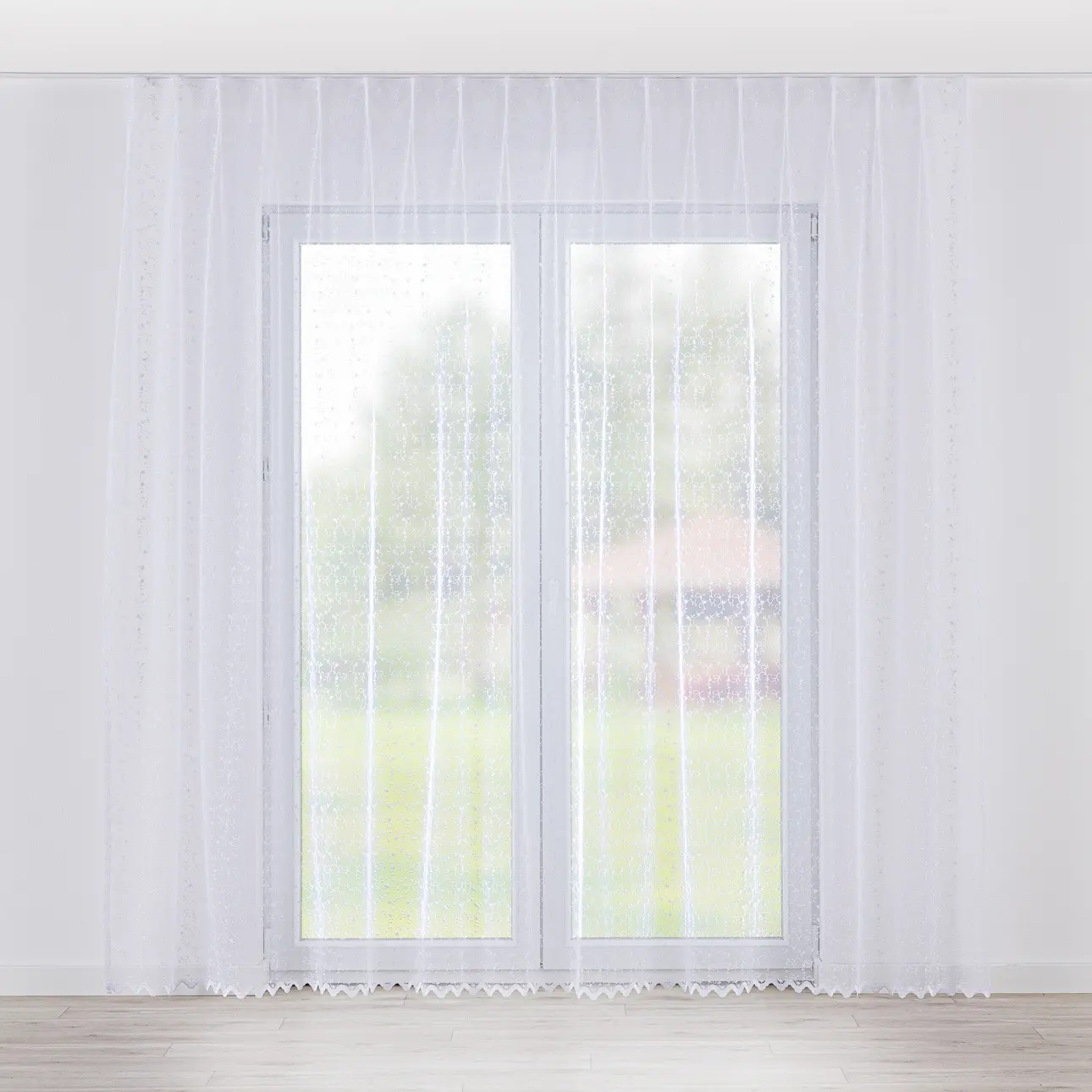 Dekoria Záclona na jednotlivých hačcích flex, bílá se vzorem, Voile - Voál, 186-59