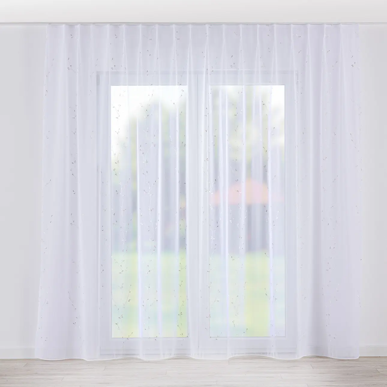 Dekoria Záclona na jednotlivých hačcích flex, bílá se vzorem, Voile - Voál, 186-76