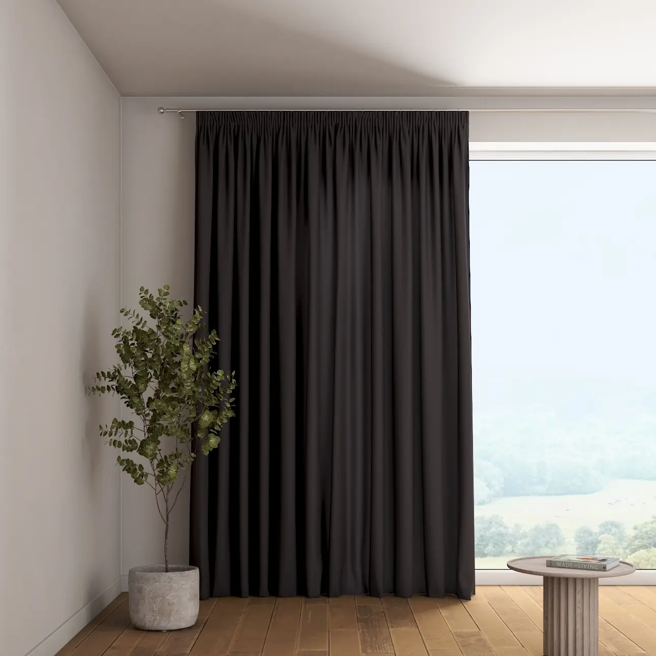 Dekoria Závěs s řasící páskou, grafitová, Cotton Panama, 702-08