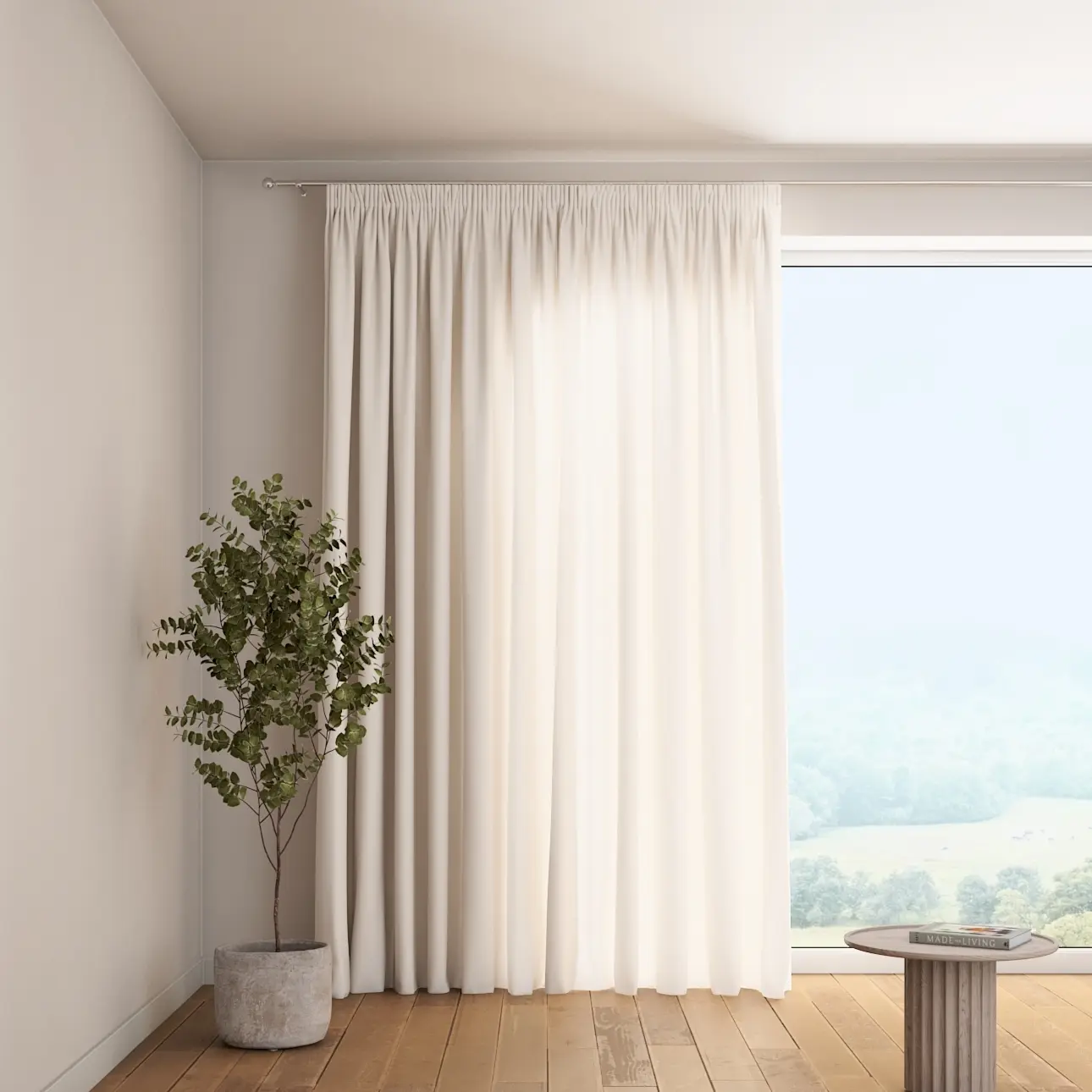 Dekoria Závěs s řasící páskou, bílá, Linen, 392-04