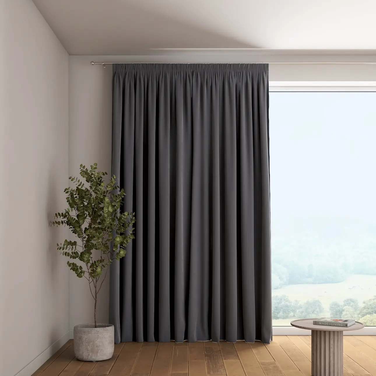 Dekoria Závěs s řasící páskou, grafitová šeď, Velvet, 704-12