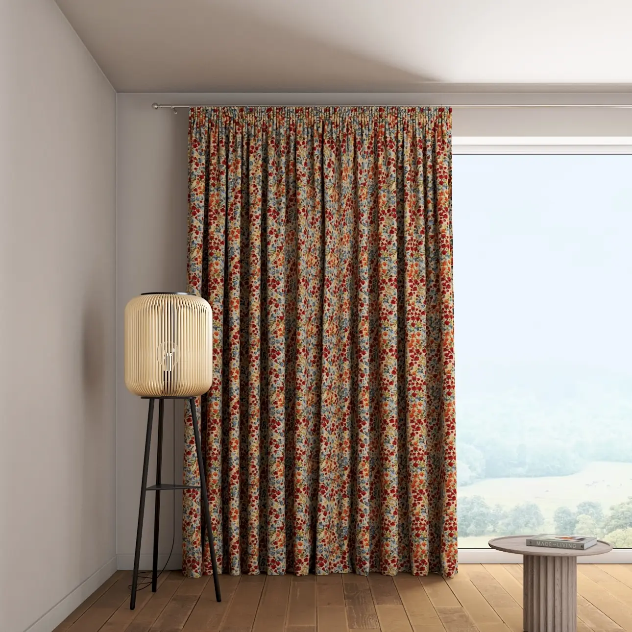 Dekoria Závěs s řasící páskou, červeno-modrá, Intenso Premium, 144-30