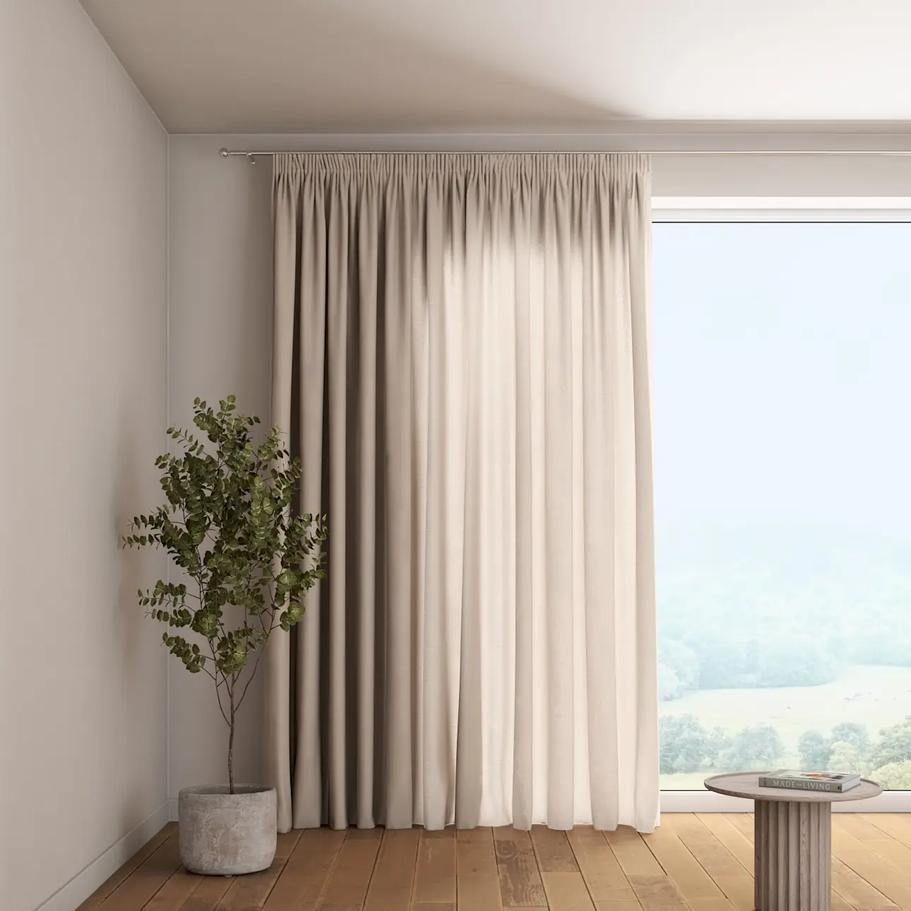 Dekoria Závěs s řasící páskou, šedo-béžová, Linen, 392-10