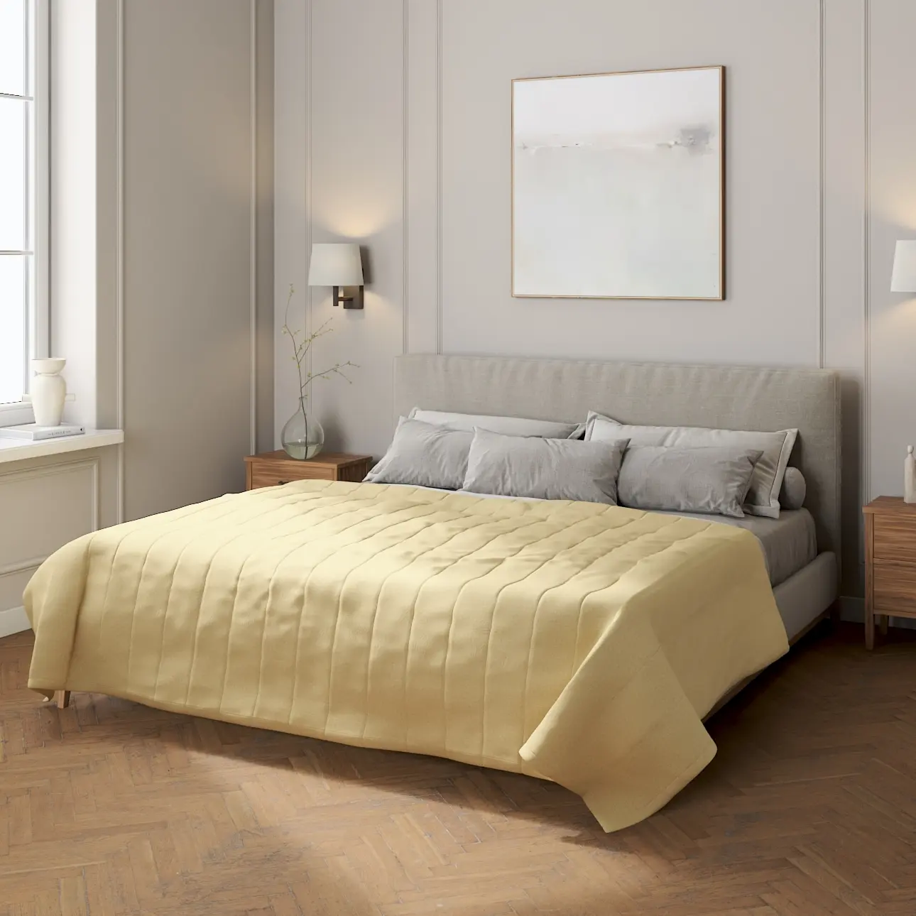 Dekoria Přehoz s podélným prošitím, krémová, Living Plus, 161-39