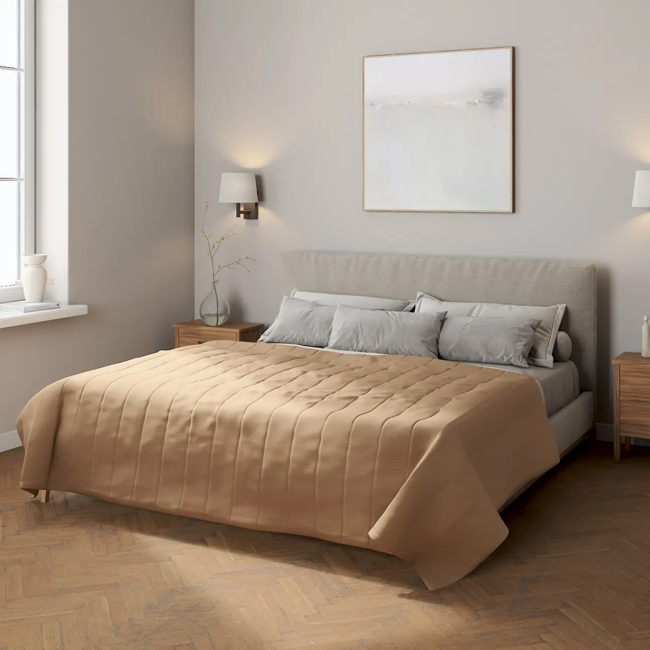 Dekoria Přehoz s podélným prošitím, béžová, Quadro, 136-09