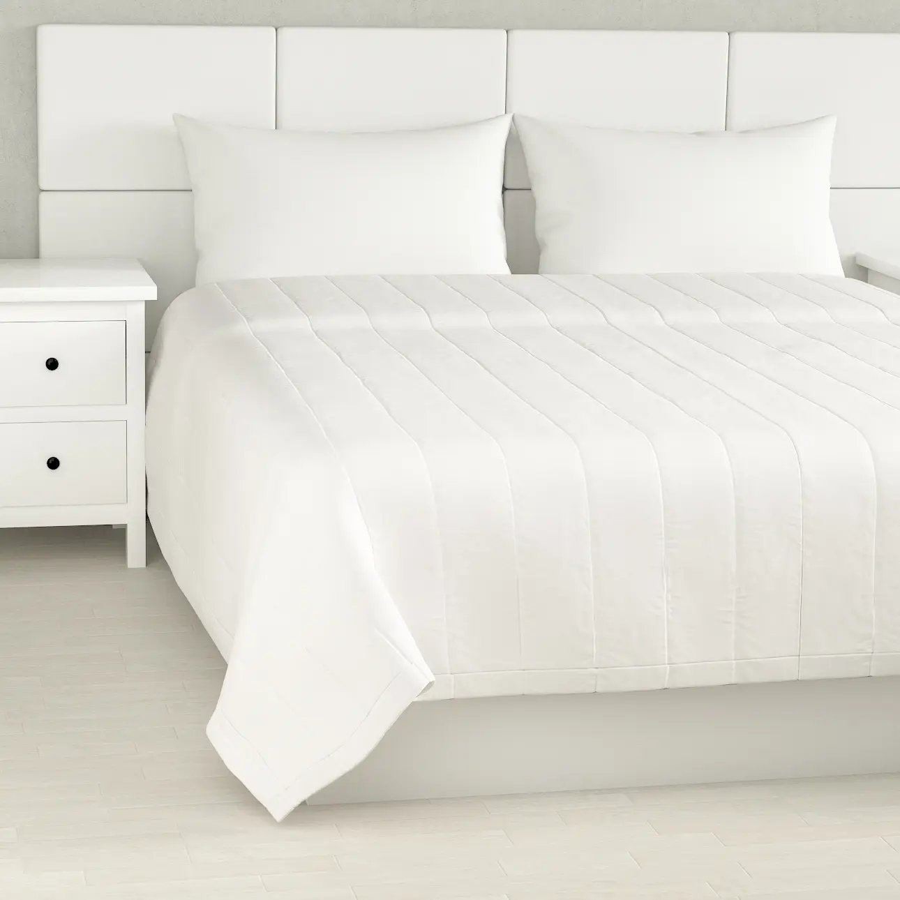Dekoria Přehoz s podélným prošitím, sněhová bílá, Cotton Panama, 702-49