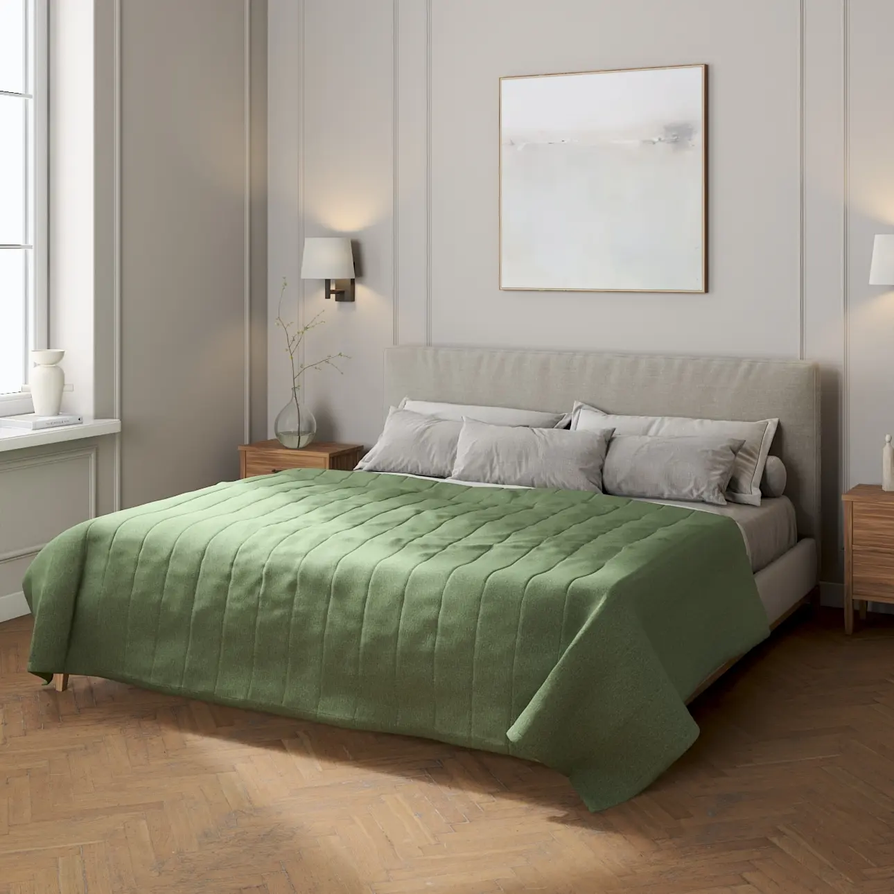 Dekoria Přehoz s podélným prošitím, zelený melanž, Amsterdam, 704-44