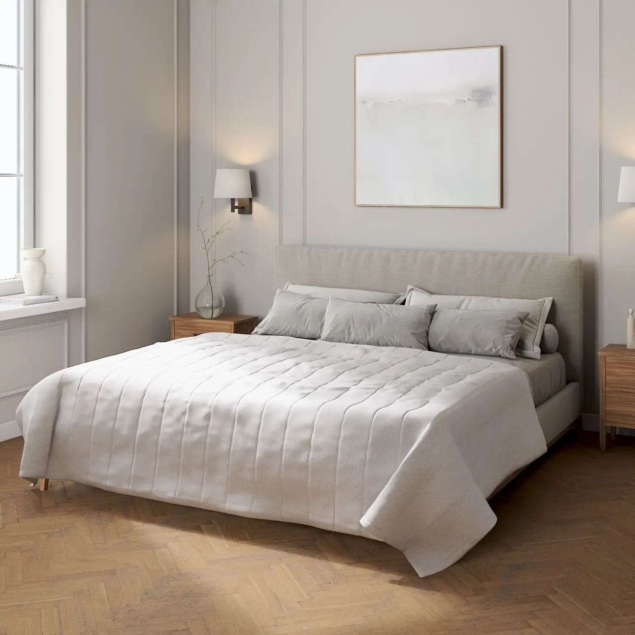 Dekoria Přehoz s podélným prošitím, světle šedý melanž, Amsterdam, 704-45