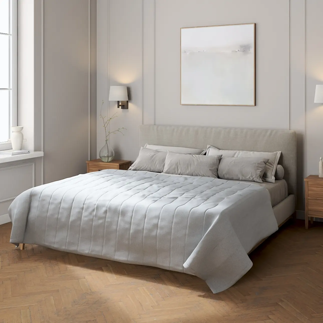 Dekoria Přehoz s podélným prošitím, jemně blankytný melanž, Amsterdam, 704-46