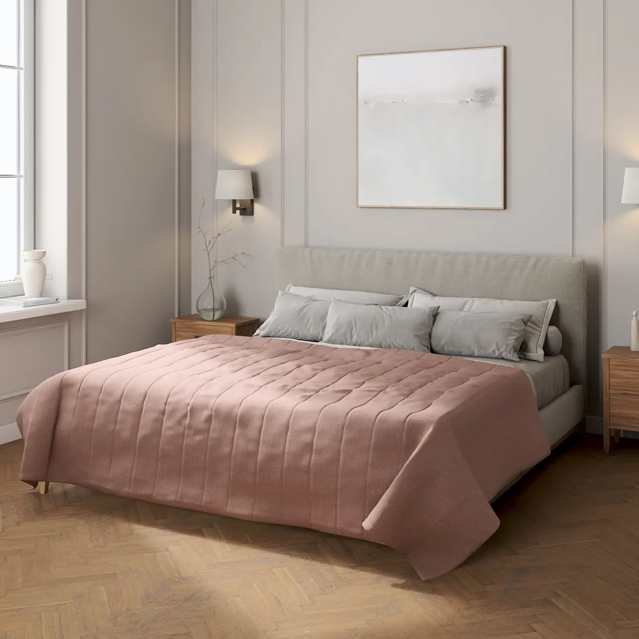 Dekoria Přehoz s podélným prošitím, matně růžová, City, 704-83