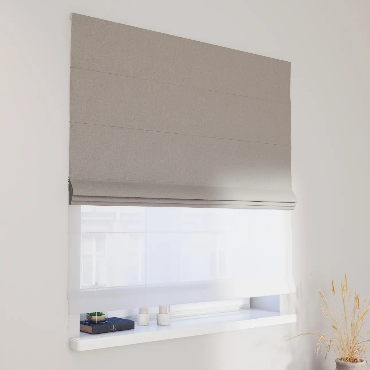 Dekoria Římská roleta Duo, šedá, Blackout Soft, 269-22