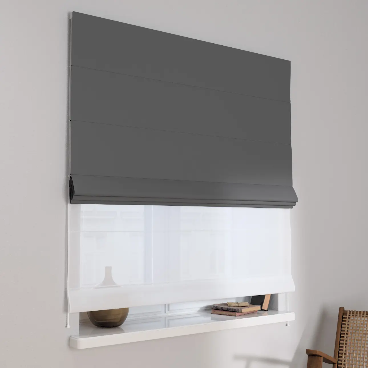 Dekoria Římská roleta Duo, grafit, Blackout FR Premium, 269-29