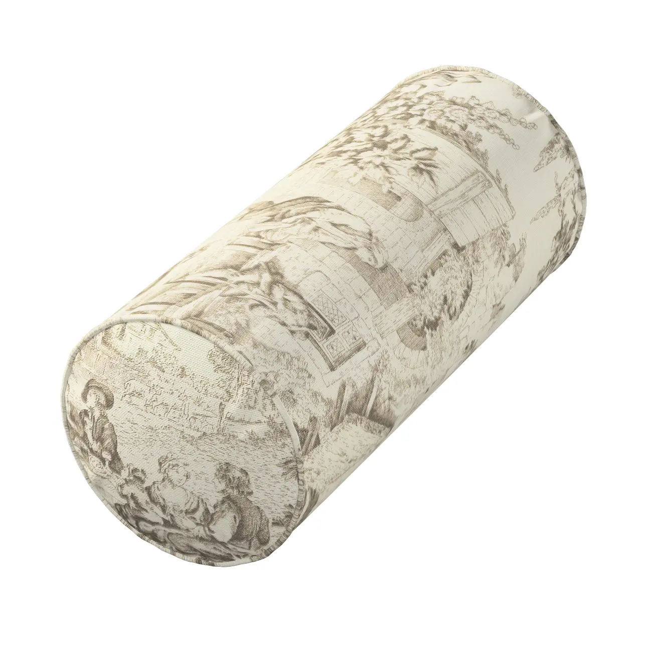 Dekoria Potah na válec IKEA Ektorp, ecru pozadí, béžové postavy, válec Ektorp  průměr 15cm, délka 35cm, Avinon, 144-53