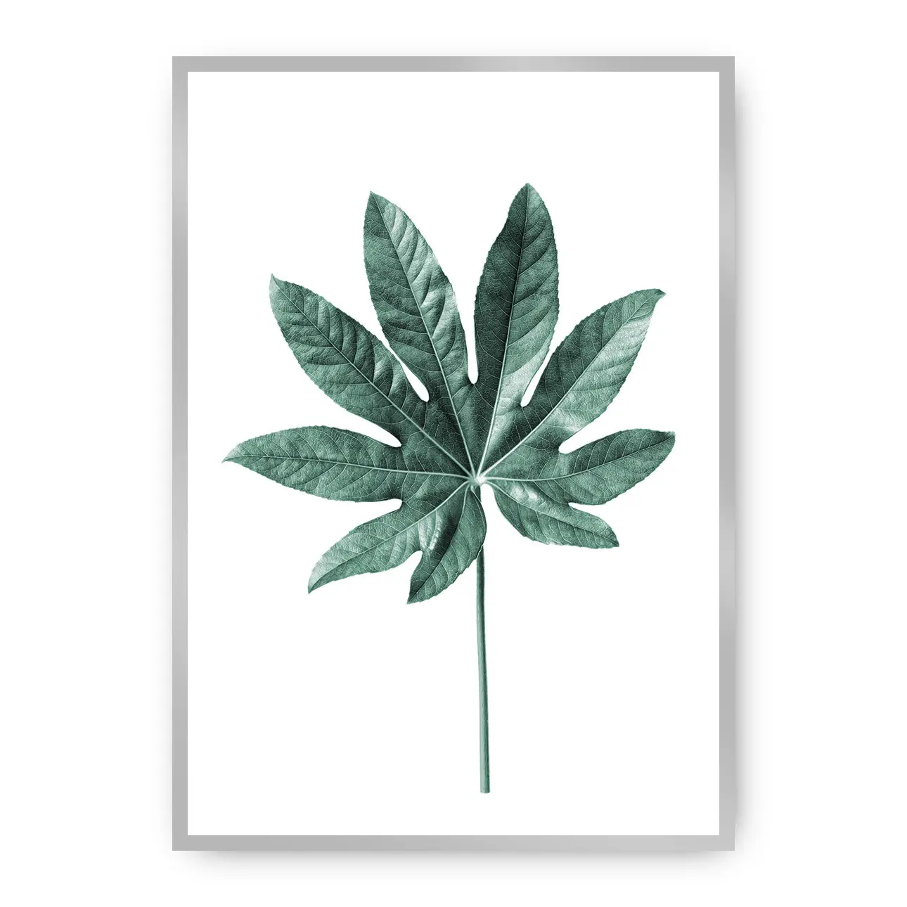 Dekoria Plakát  Leaf Emerald Green, 30 x 40 cm, Ramka: Srebrna
