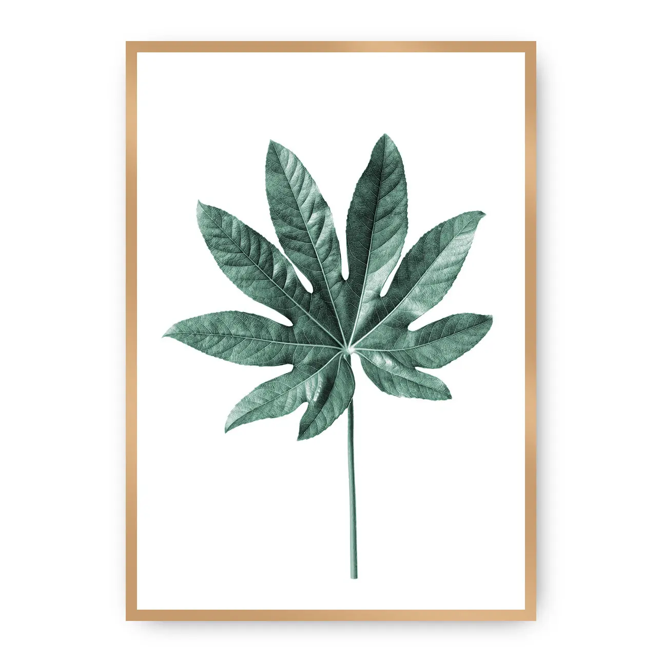 Dekoria Plakát  Leaf Emerald Green, 50 x 70 cm, Ramka: Złota