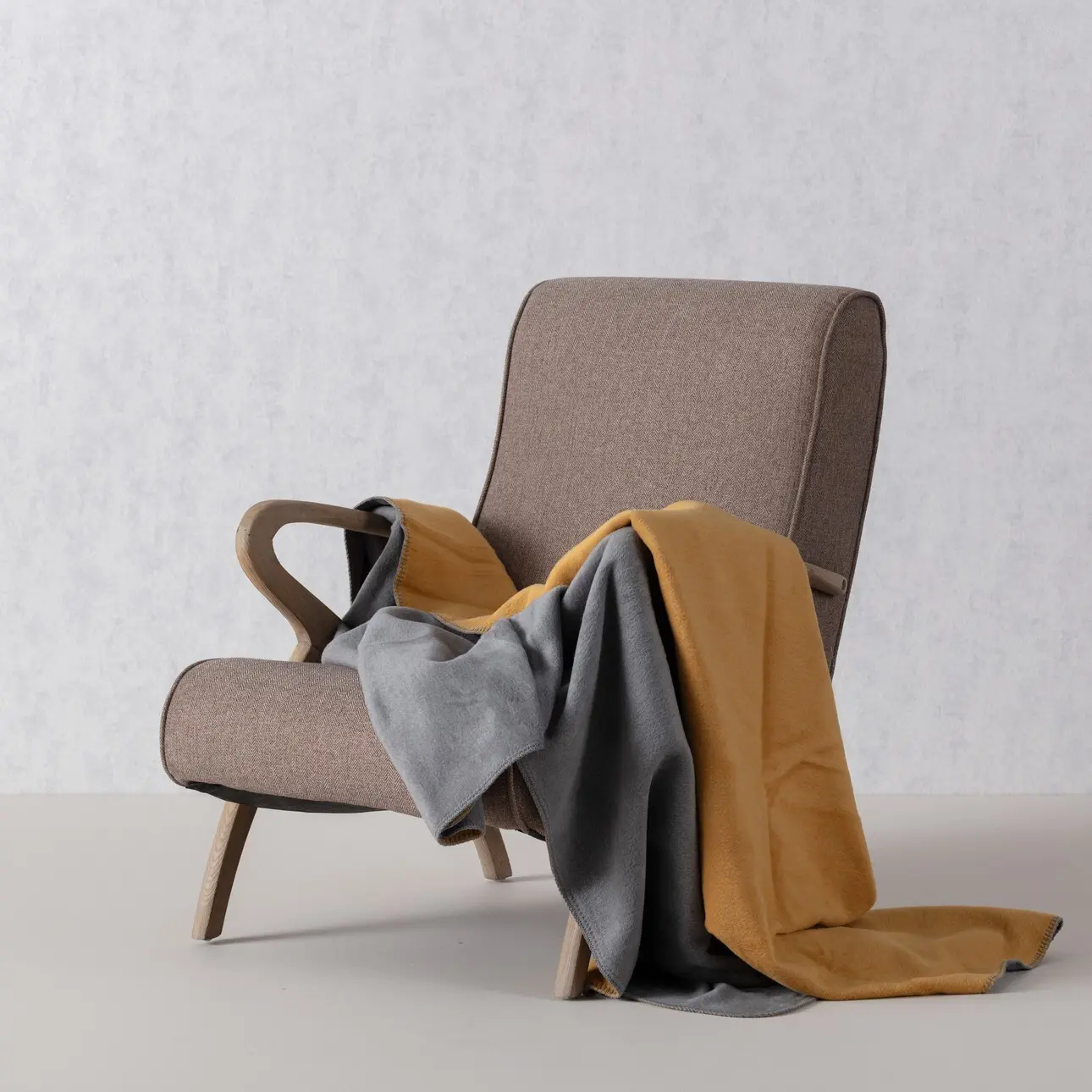 Dekoria Deka Cotton Cloud 150x200cm  Mustard&Grey, 150 x 200 cm