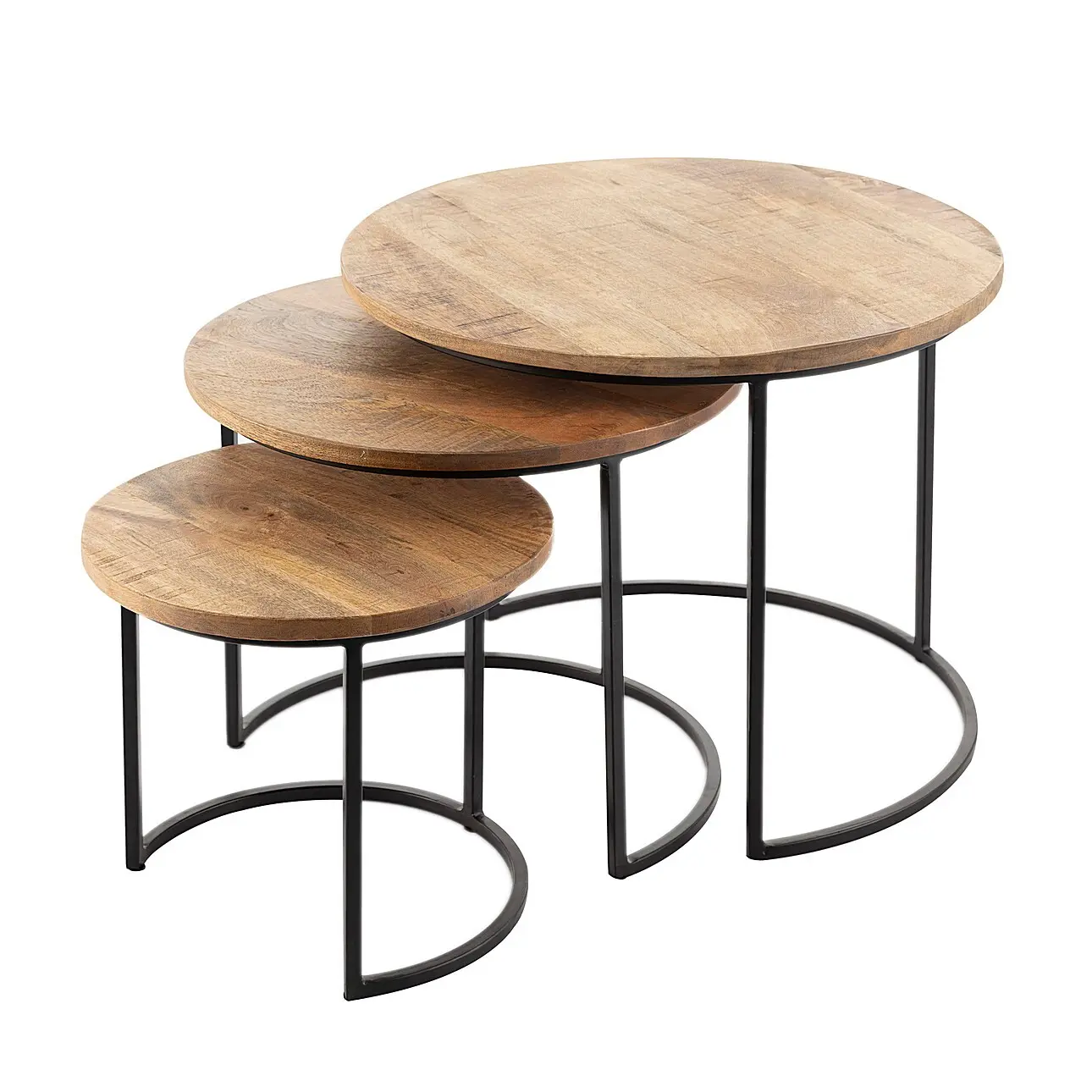 Dekoria Sada 3 ks odkládacích stolků Loft, 55/46/35 x 45/39/32 cm