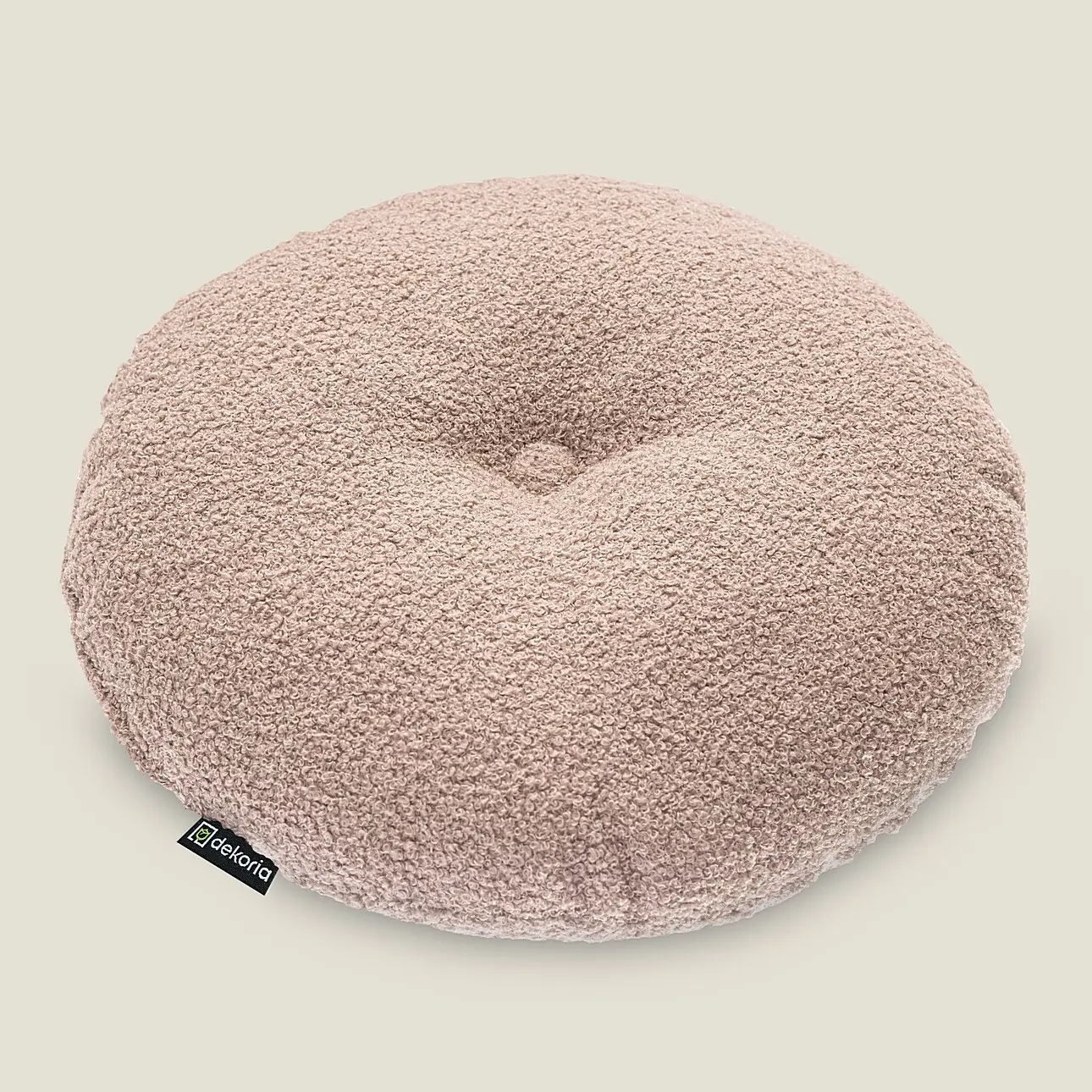 Dekoria Sametový polštář s knoflíkem, růžová, ⌀37 cm, Boucle Teddy, 702-84