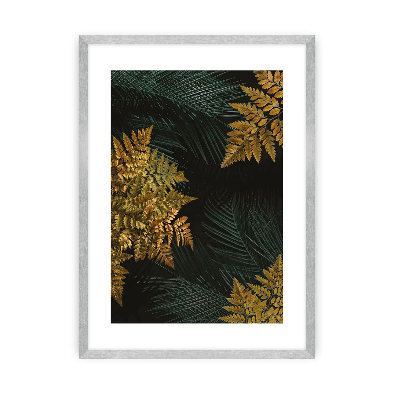 Dekoria Plakát Golden Leaves II, 30 x 40 cm, Zvolit rámek: Stříbrný