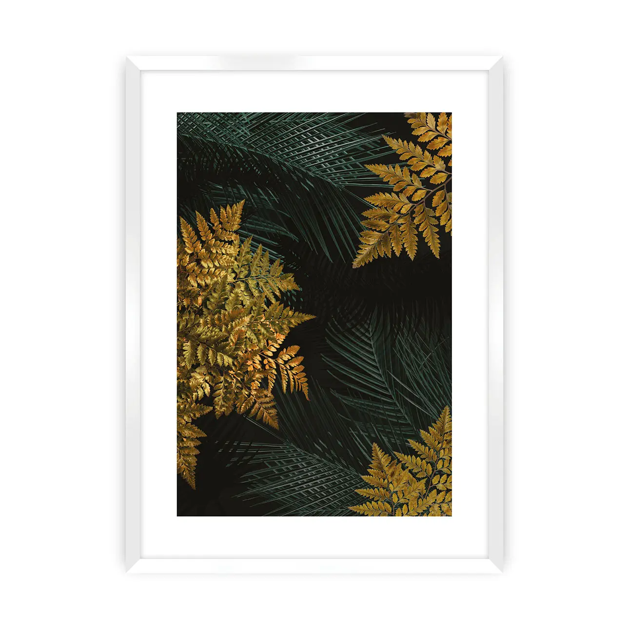 Dekoria Plakát Golden Leaves II, 40 x 50 cm, Zvolit rámek: Bílý