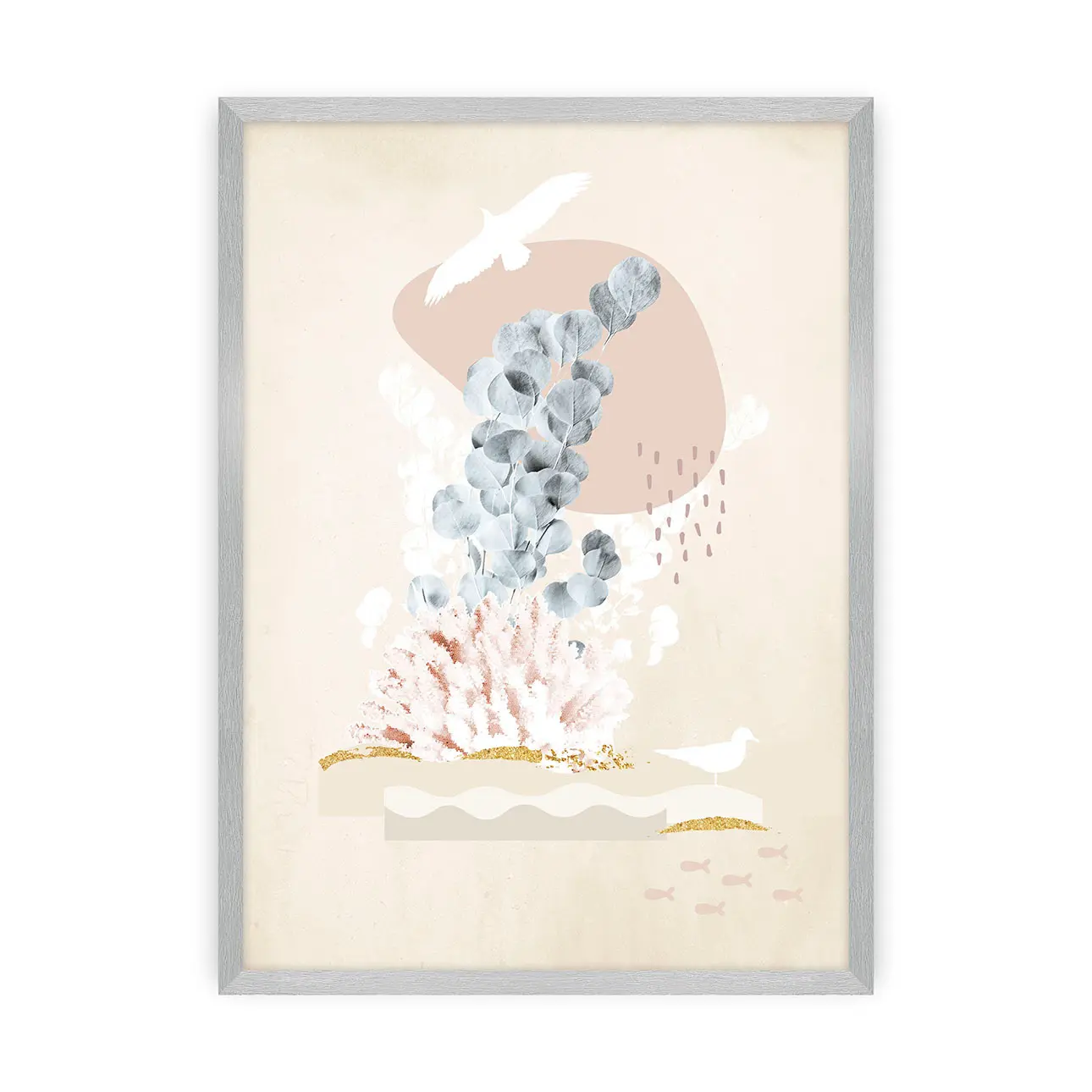 Dekoria Plakát Beige Abstract I, 50 x 70 cm, Zvolit rámek: Stříbrný